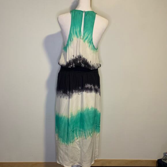 A.L.C. Tallulah white green & navy tie-dye sleeveless silk midi dress size 6 - Picture 7 of 15